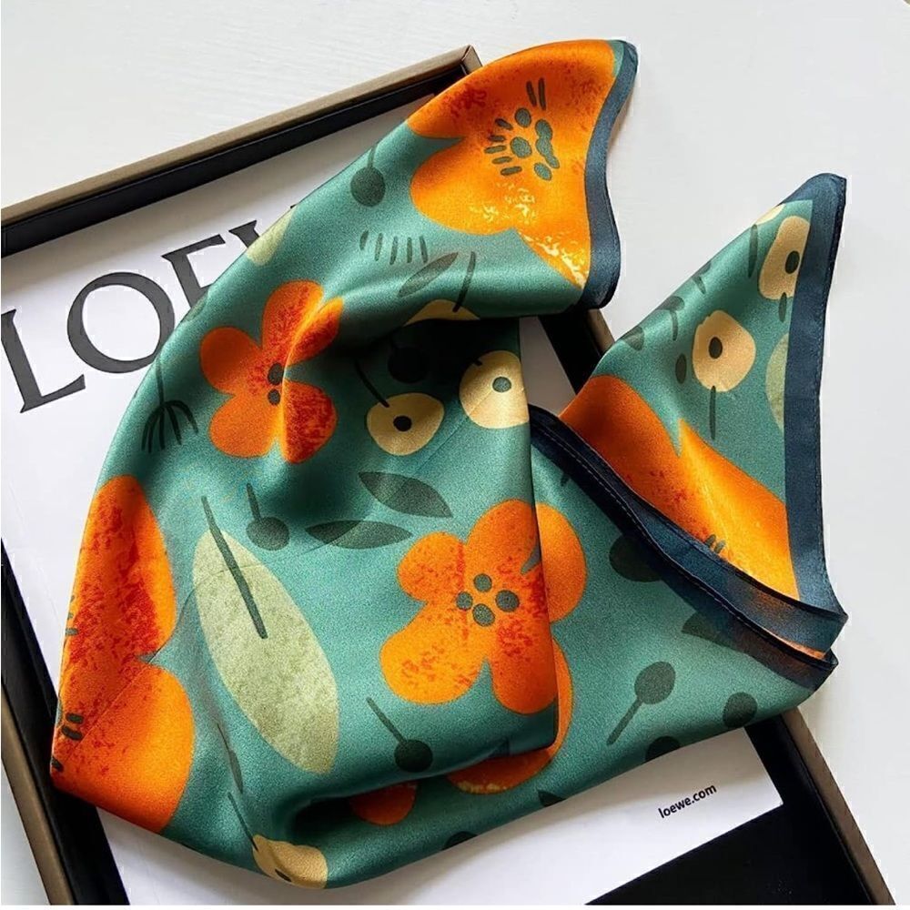 Green and orange Silk Scarf